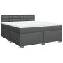 Cama box spring con colchón tela gris oscuro 180x200 cm en Camas y somieres | Comprar online en Foro24
