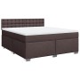 Cama box spring con colchón tela marrón oscuro 180x200 cm