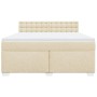 Cama box spring con colchón tela color crema 180x200 cm