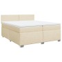 Cama box spring con colchón tela color crema 200x200 cm