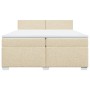 Cama box spring con colchón tela color crema 200x200 cm