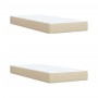 Cama box spring con colchón tela color crema 200x200 cm