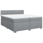 Cama box spring con colchón tela gris claro 200x200 cm