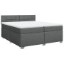 Cama box spring con colchón tela gris oscuro 200x200 cm