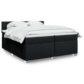 Cama box spring con colchón tela negro 200x200 cm en Camas y somieres | Comprar online en Foro24