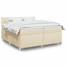 Cama box spring con colchón tela color crema 200x200 cm en Camas y somieres | Comprar online en Foro24