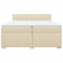 Cama box spring con colchón tela color crema 200x200 cm