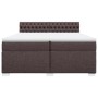 Cama box spring con colchón tela marrón oscuro 200x200 cm