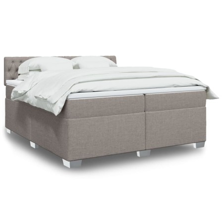 Cama box spring con colchón tela gris taupe 200x200 cm en Camas y somieres | Comprar online en Foro24