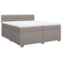 Cama box spring con colchón tela gris taupe 200x200 cm en Camas y somieres | Comprar online en Foro24