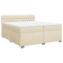 Cama box spring con colchón tela color crema 200x200 cm