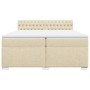 Cama box spring con colchón tela color crema 200x200 cm