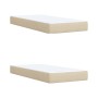 Cama box spring con colchón tela color crema 200x200 cm