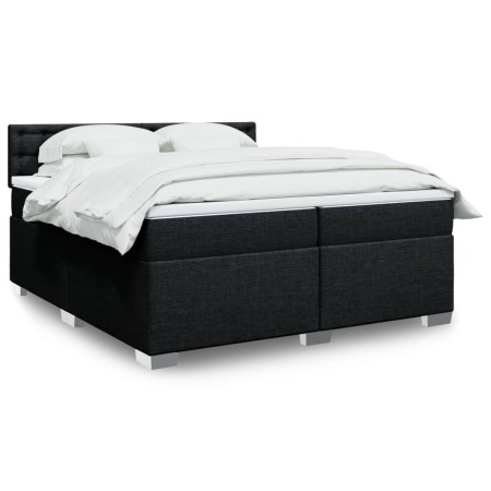 Cama box spring con colchón tela negro 200x200 cm en Camas y somieres | Comprar online en Foro24