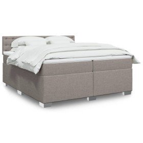 Cama box spring con colchón tela gris taupe 200x200 cm Cama box spring con colchón tela gris taupe 200x200 cm