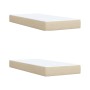 Cama box spring con colchón tela color crema 200x200 cm