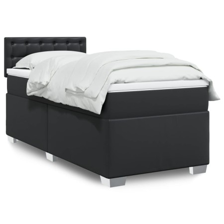 Cama box spring con colchón cuero sintético negro 80x200 cm en Camas y somieres | Comprar online en Foro24