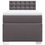 Cama box spring con colchón cuero sintético gris 90x190 cm