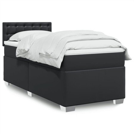 Cama box spring con colchón cuero sintético negro 90x190 cm en Camas y somieres | Comprar online en Foro24