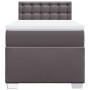 Cama box spring con colchón cuero sintético gris 90x200 cm