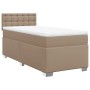 Cama box spring con colchón cuero sintético capuchino 100x200cm