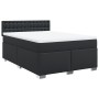 Cama box spring con colchón cuero sintético negro 140x190 cm