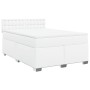 Cama box spring con colchón cuero sintético blanco 140x190 cm