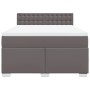 Cama box spring con colchón cuero sintético gris 140x190 cm
