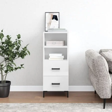Sideboard aus glänzendem weißem Sperrholz 34,5x34x90 cm von vidaXL, Sideboards - Ref: Foro24-828670, Preis: 54,07 €, Rabatt: %