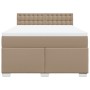 Cama box spring con colchón cuero sintético capuchino 140x190cm