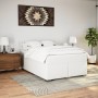 Cama box spring con colchón cuero sintético blanco 140x200cm
