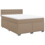 Cama box spring con colchón cuero sintético capuchino 140x200cm