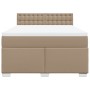 Cama box spring con colchón cuero sintético capuchino 140x200cm