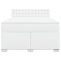 Cama box spring con colchón cuero sintético blanco 160x200 cm