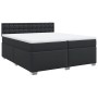 Cama box spring con colchón cuero sintético negro 200x200 cm