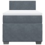 Cama box spring con colchón terciopelo gris oscuro 80x200 cm