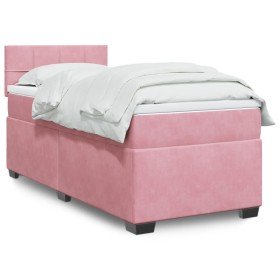 Cama box spring con colchón terciopelo rosa 80x200 cm en Camas y somieres | Comprar online en Foro24