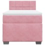 Cama box spring con colchón terciopelo rosa 80x200 cm