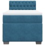 Cama box spring con colchón terciopelo azul oscuro 80x200 cm