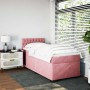 Cama box spring con colchón terciopelo rosa 80x200 cm
