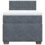 Cama box spring con colchón terciopelo gris oscuro 90x190 cm