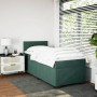 Cama box spring con colchón terciopelo verde oscuro 90x190 cm