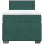 Cama box spring con colchón terciopelo verde oscuro 90x190 cm