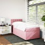 Cama box spring con colchón terciopelo rosa 90x200 cm
