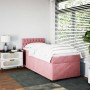 Cama box spring con colchón terciopelo rosa 90x200 cm