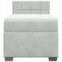 Cama box spring con colchón terciopelo gris claro 100x200 cm