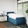 Cama box spring con colchón terciopelo azul oscuro 100x200 cm