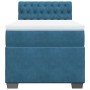 Cama box spring con colchón terciopelo azul oscuro 100x200 cm