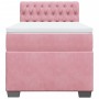 Cama box spring con colchón terciopelo rosa 100x200 cm