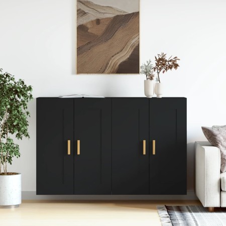 Wandschränke, 2 Stück, schwarzes Holzwerkstoff von vidaXL, Sideboards - Ref: Foro24-3197978, Preis: 135,81 €, Rabatt: %